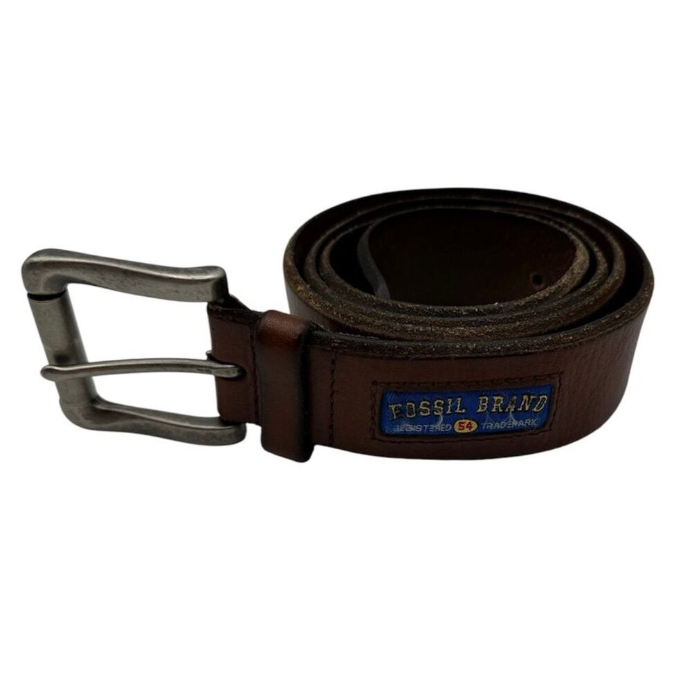Fossil‎ Men's Classic Brown Leather Belt with Vintage-Style Buckle Size 36